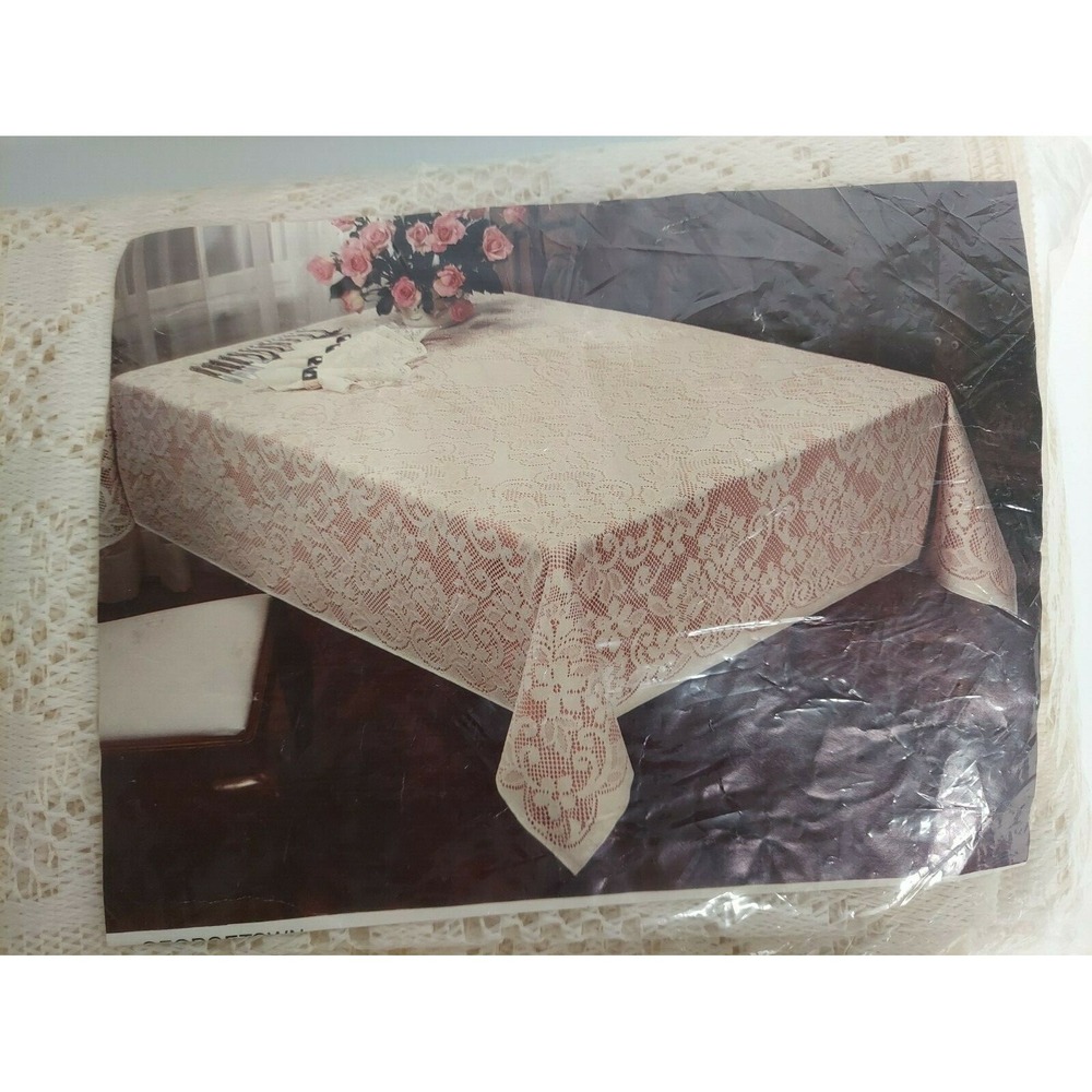 NWT‎ Vintage Mayfair Georgetown Lace Tablecloth Natural OVAL Shape